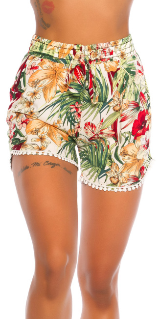 Sexy hoge taille shorts met zomer print wit